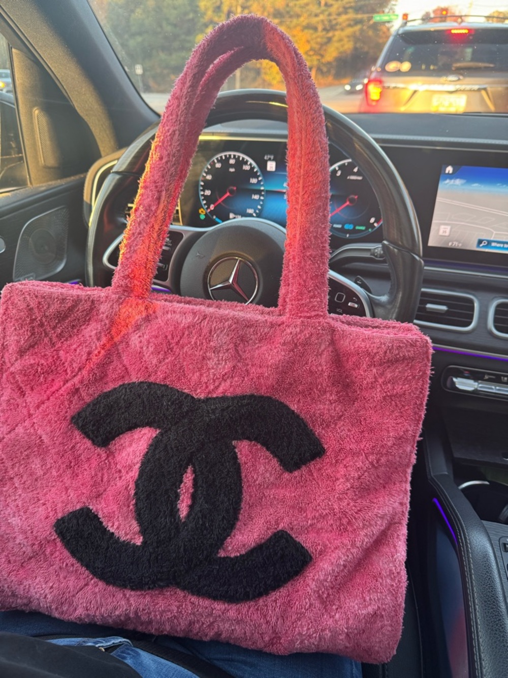 Vintage- CHANEL CC Towel Pink Terry Cloth - BEACH BAG